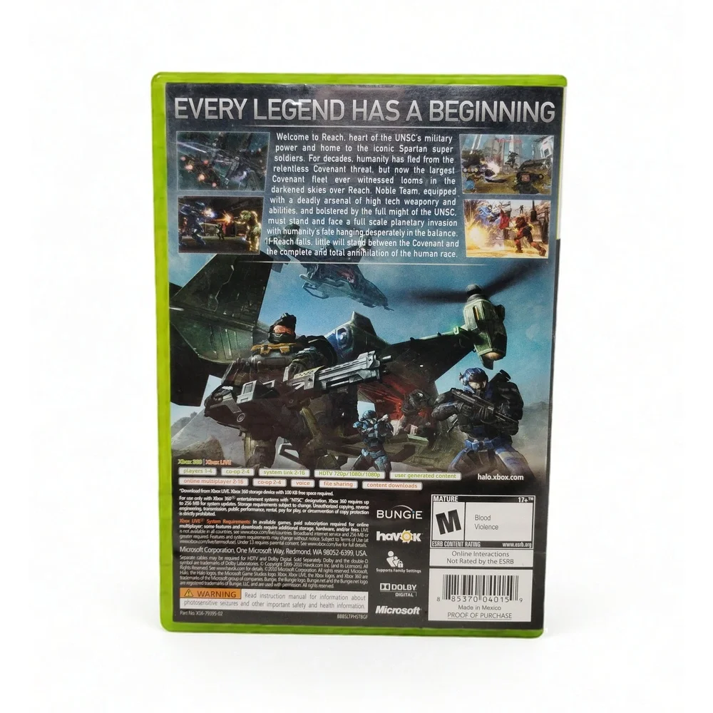Halo Reach Xbox 360 Game Complete Disc Manual Sci-Fi Shooter Bungie Noble Team